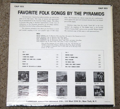 Lieblingslieder der Pyramiden LP Vinyl Concordia College CALP 1013 - Bild 2 von 2