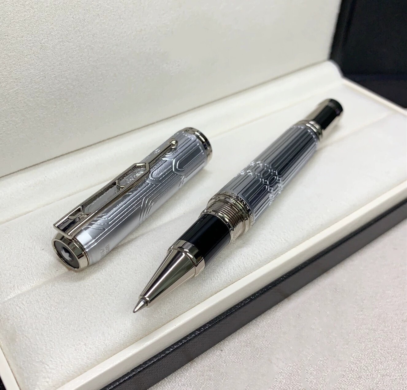 Deluxe Writers Series White - Silver Clip 0.7mm Rollerball Pen No Box