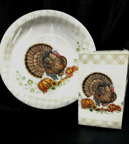 Serviettes en papier dinde Lenox pour dîner invités assiettes en papier Thanksgiving 48 pièces - Photo 1/11