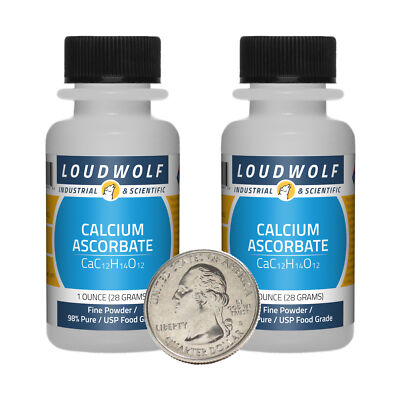Calcium Ascorbate / 2 Ounces / 2 Bottles / 98% Pure USP Food Grade / Fine Powder