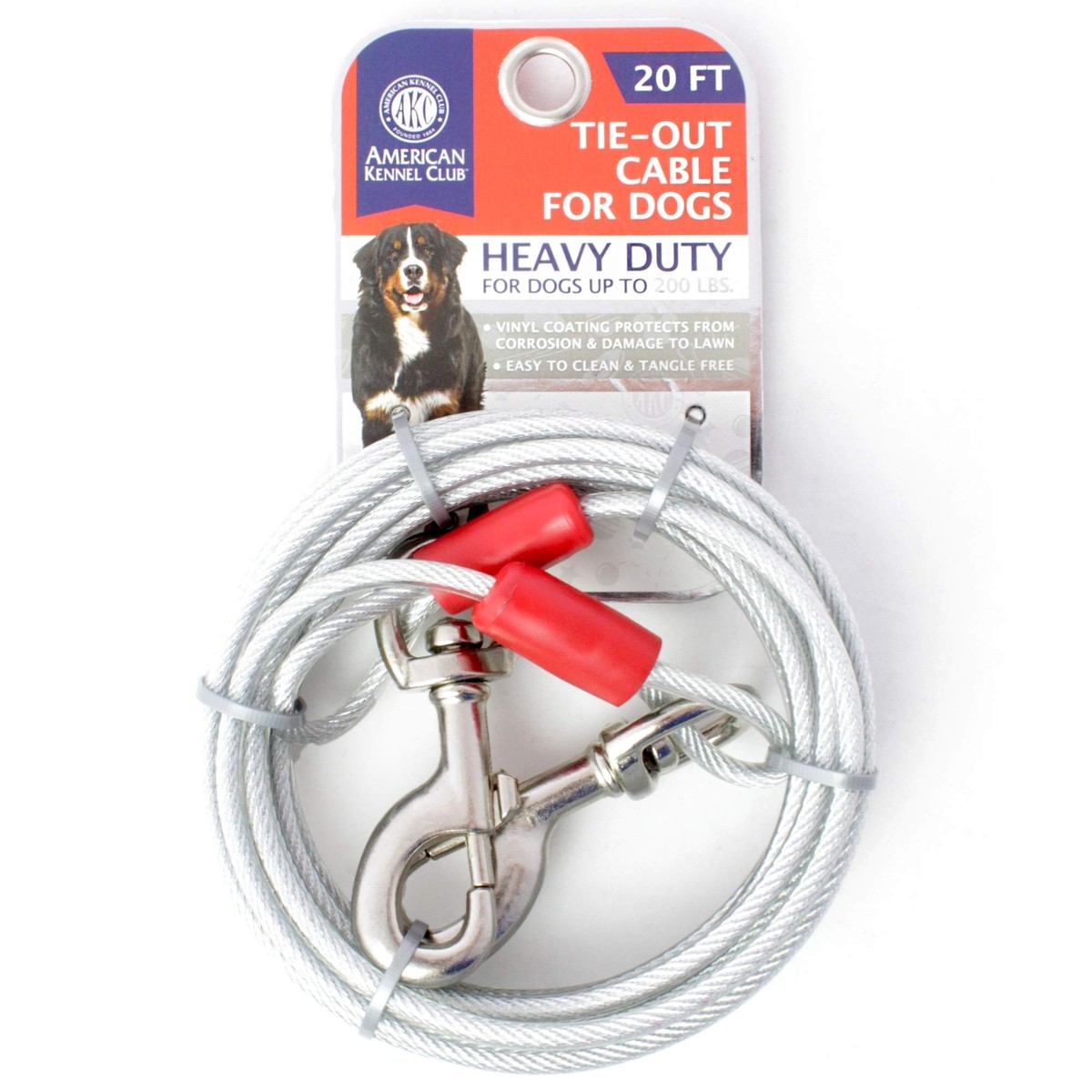 American Kennel Club AKC Heavy Duty Steel Tie-Out Cable for Dogs 20ft/200lb