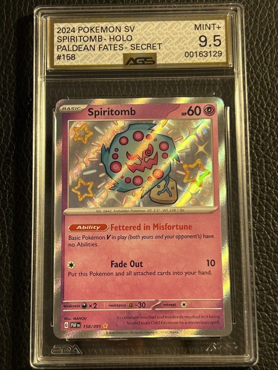 Spiritomb Baby Shiny Rare 2024 Pokemon Paldean Fates PAF #158 AGS 9.5 Spiritomb Baby Shiny Rare 2024 Pokemon Paldean Fates PAF #158 AGS 9.5