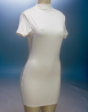 Shein Women's Bodycon Dress Short Sleeve Ivory Size M       BIN