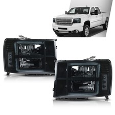 Clear Corner Led Drl Headlights For 2007 2008-2013 Gmc Sierra 1500 2500hd 3500hd