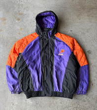 VTG 1990's Starter Phoenix Suns NBA Hooded Jacket XL Black/Purple/Orange