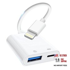 Lightning to USB Camera Adapter, Apple MFi Certified USB Pure White Charge