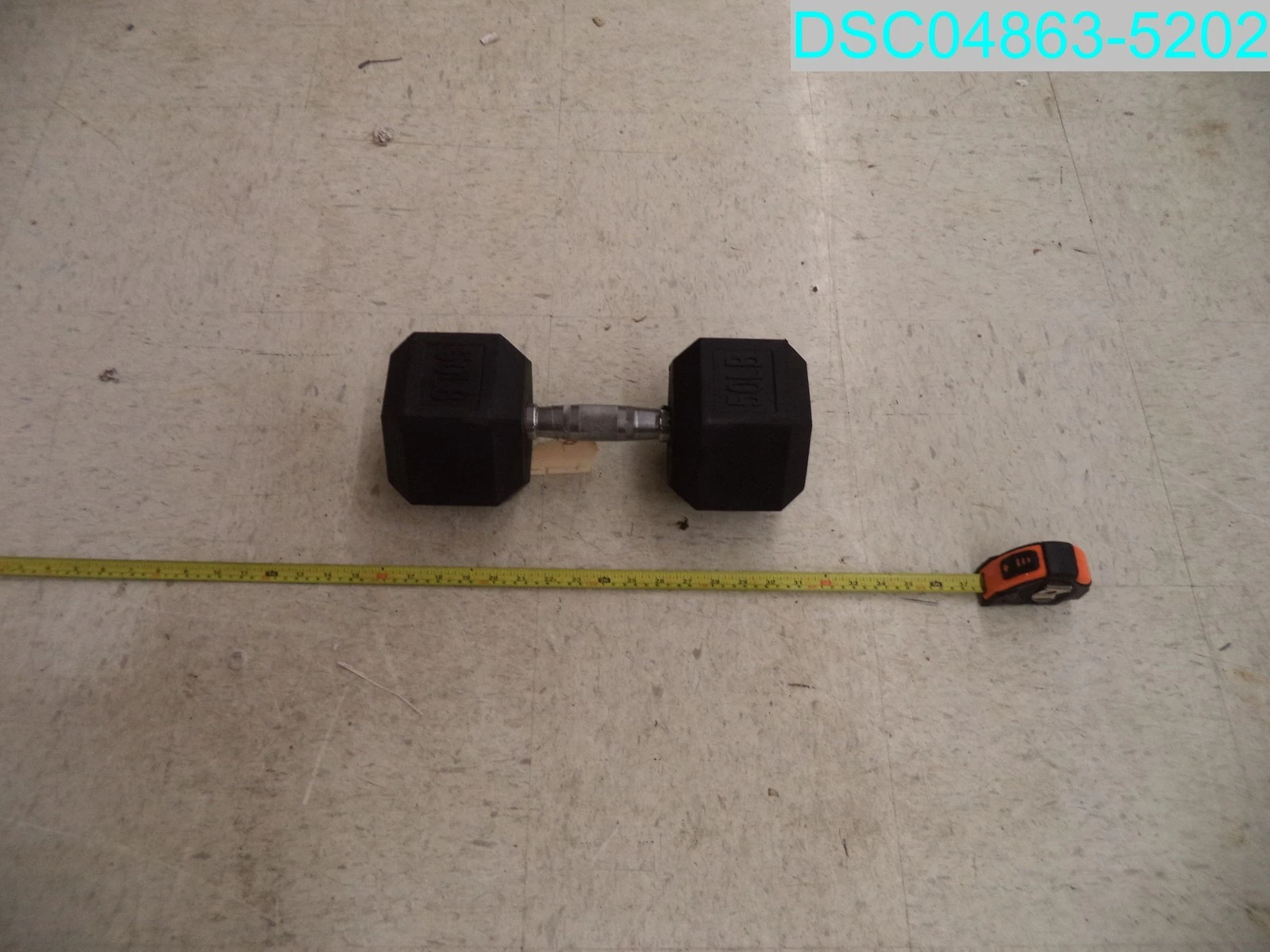 50 LB Hex Rubber Coated Dumbbell