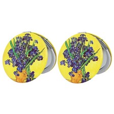 Pocket Mirror, 2 Pcs Round 2.8 PU OilPainting Style Double Sided 1X/3X Pu