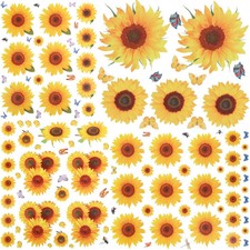 135 Pcs Sunflower Wall Sticker, Removable Sunflower Stickers Waterproof 3D Sunfl