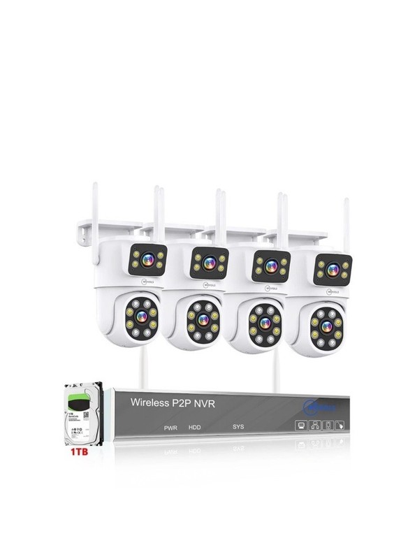 MOVOLS Wireless Security Camera System 5G/2.4G WiFi 4pcs 4MP+4MP Dual Lens Ca...