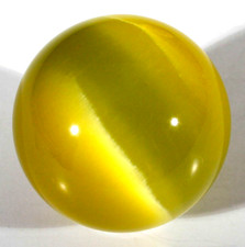 BEAUTIFUL .75" CANARY YELLOW FIBER OPTIC CONTEMPORARY MARBLE SPHERE W/STAND MINT