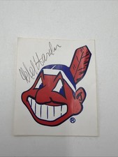 Cleveland Indians Chief Wahoo 2”x3” Sticker Signed by Pitcher Mel Harder