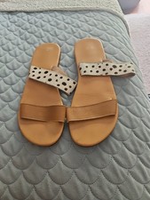 BOHO Animal Hair Fur Sandals Slip On Leather Size 41 A21