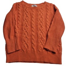 Ann Taylor LOFT Orange Cable Knit Sweater Women's Small Preppy Classic