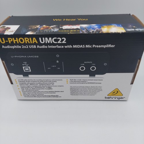 Behringer U-Phoria UMC22 2x2 USB Audio Interface w MIDAS Mic Preamplifier, NEW - Picture 12 of 12