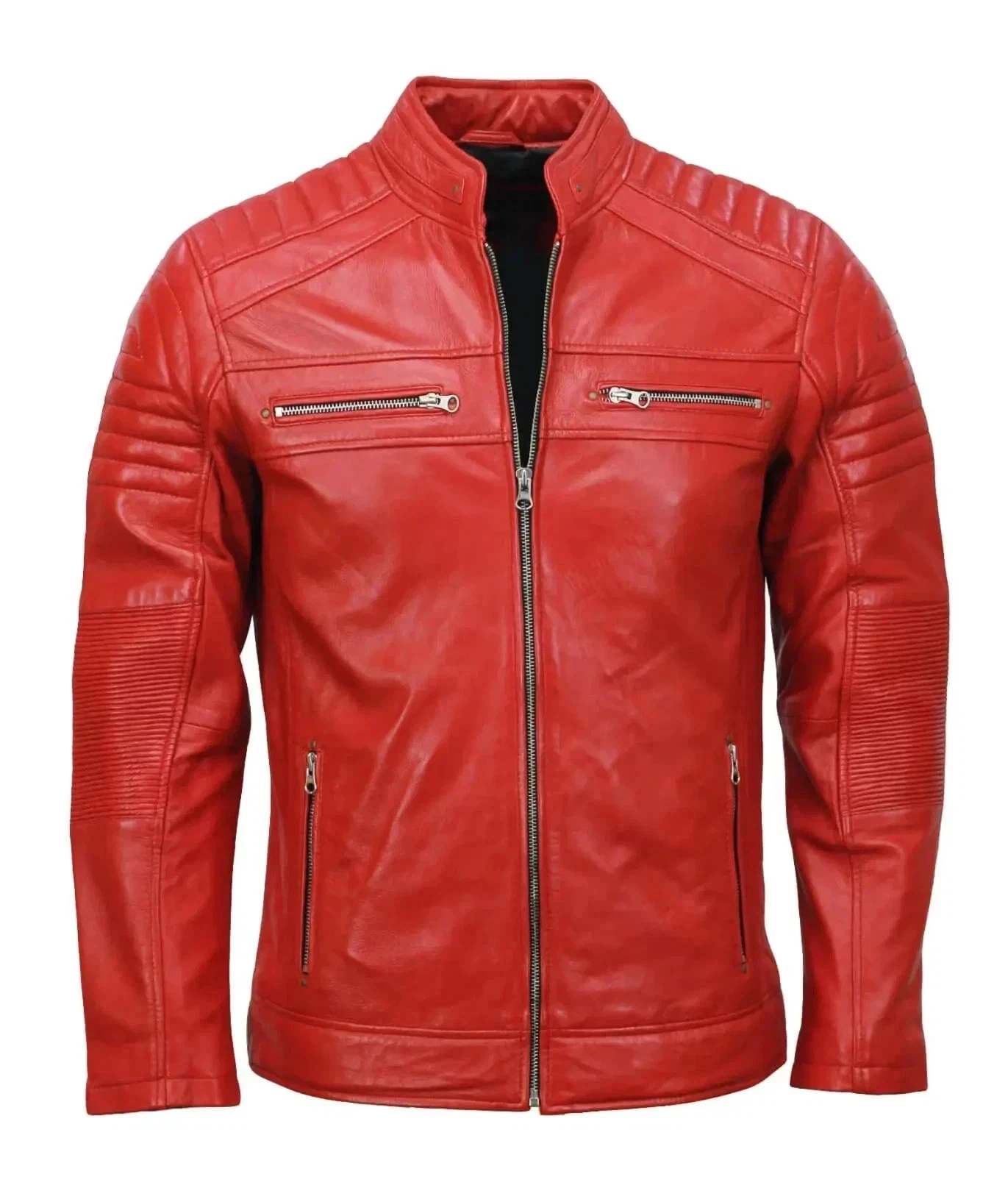 Mens Leather Jacket Handmade Luxury Genuine Lambskin Slim Fit Motorcycle Jacket