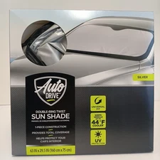 Auto Drive Double Ring Twist Sunshade Visor Silver 63in x 29.5in  New