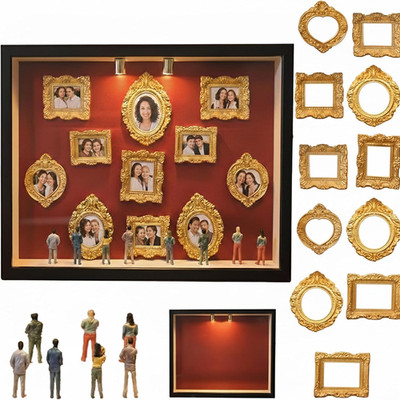 DIY Mini Gold Rahmen Silhouette Box, Shadow Box Rahmen Set Mit 8 Figuren & 11 Go