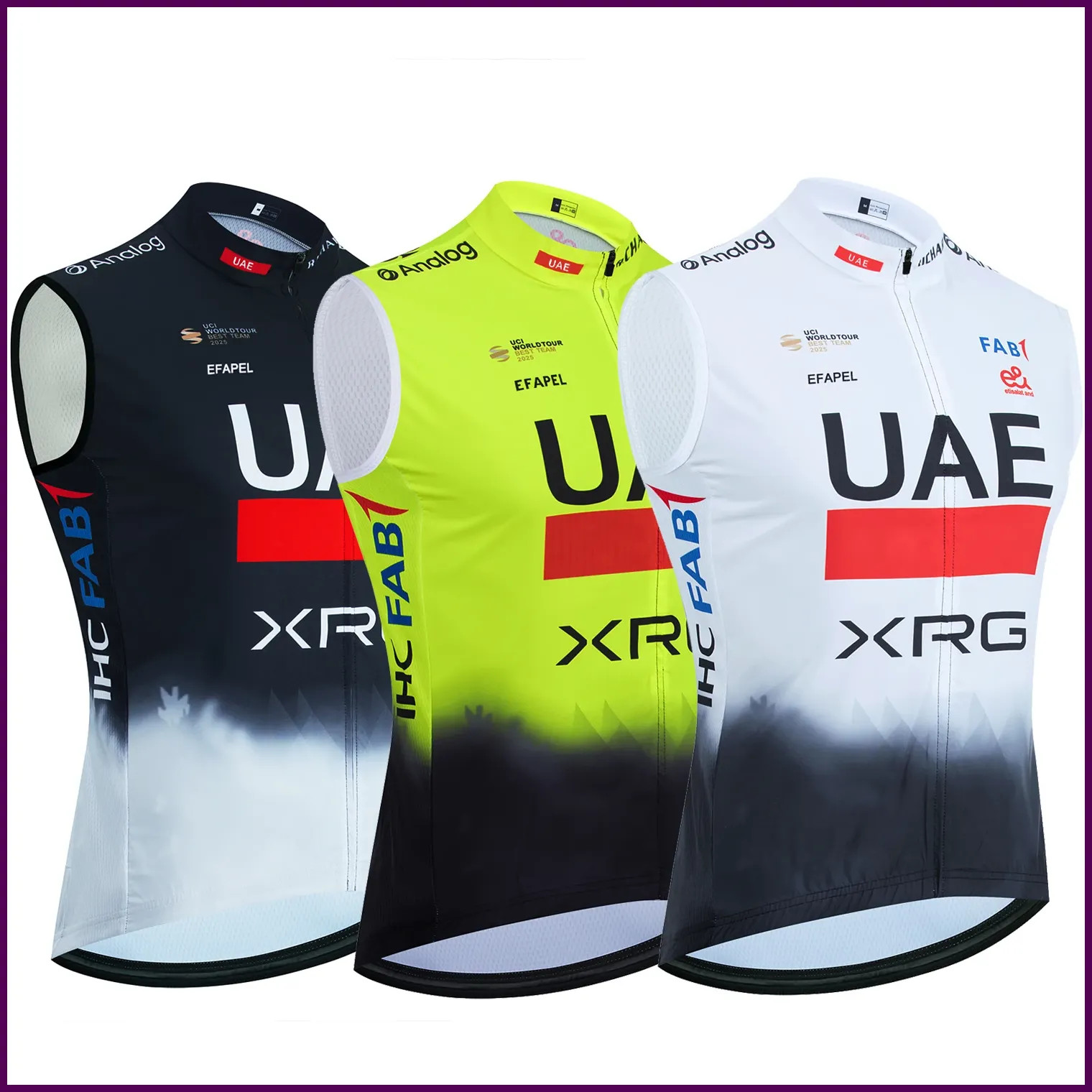 Nuevo Oro 2025 Emiratos Árabes Unidos Ciclismo Jersey Verano Cortavientos Hombres Mujeres Bicicleta Chaleco Maillot