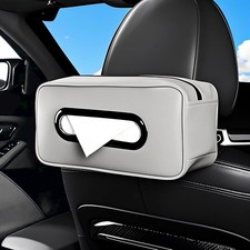 Car Tissue Holder - Universal Soft PU Faux Leather Box with Quick-Release Clip