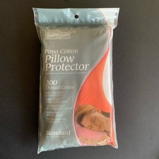 100 Pima Cotton 300 Thread Count White Standard Pillow Protector 20  x26  NEW