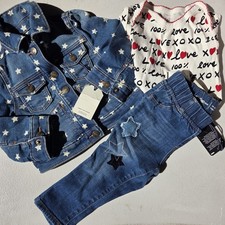 Baby  GAP GIRLS 18-24 Months Jeans & Jean Jacket Stars Patch One Pc $110 Retail