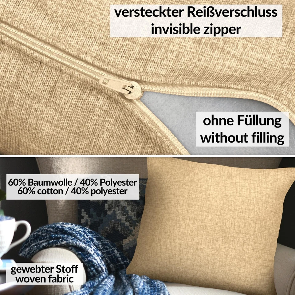 Kissenbezug Kissenhülle Kissen Dekokissen Sofakissen Zierkissen Leinenoptik ANRO - Bild 4 von 4