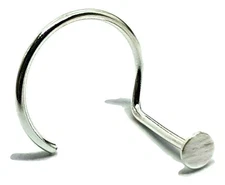 Nose Stud Flat Button Disc 2mm 925 Silver 22g (0.6mm) Nose Curl Screw Piercing