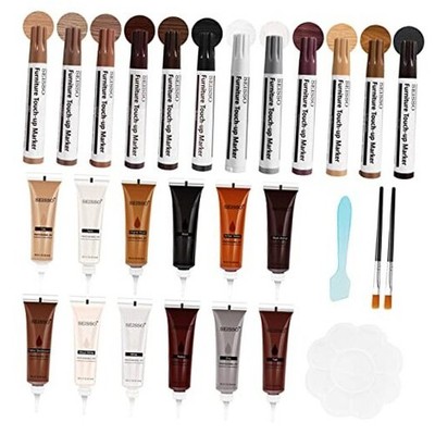 Furniture Repair Kit Wood Markers for Scratches 12 Colors Folders + Fillers
