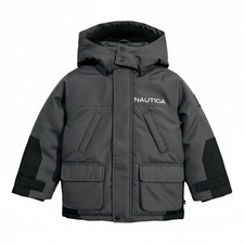 Nautica Toddler Boys Snorkel Snow Jacket Size 3T Gray Black Water Resistant Coat