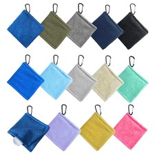 Microfiber Golf Towel with Carabiner Clip Sports Club Ball Cleaning Wipe 14 14cm