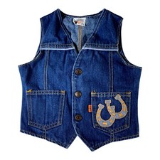 Rare Vintage Levis Orange Tab Toddler's Denim Vest Embroidered Pocket Horseshoes