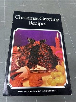 VINTAGE 1970s BROCHURE RECIPE CHRISTMAS GREETING PUDDING COOK CAFE ART FOOD CHEF