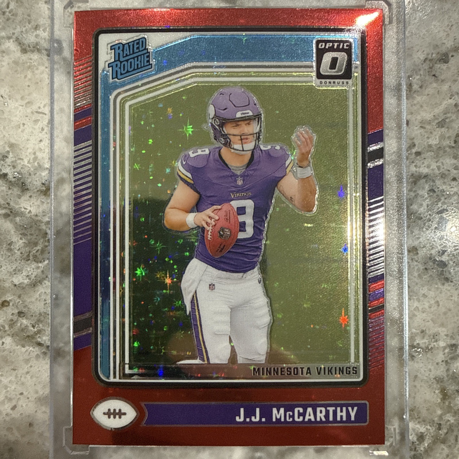 2024 Panini Donruss Optic Rated Rookie J.J. McCarthy #235 Red Stars Prizm (RC)