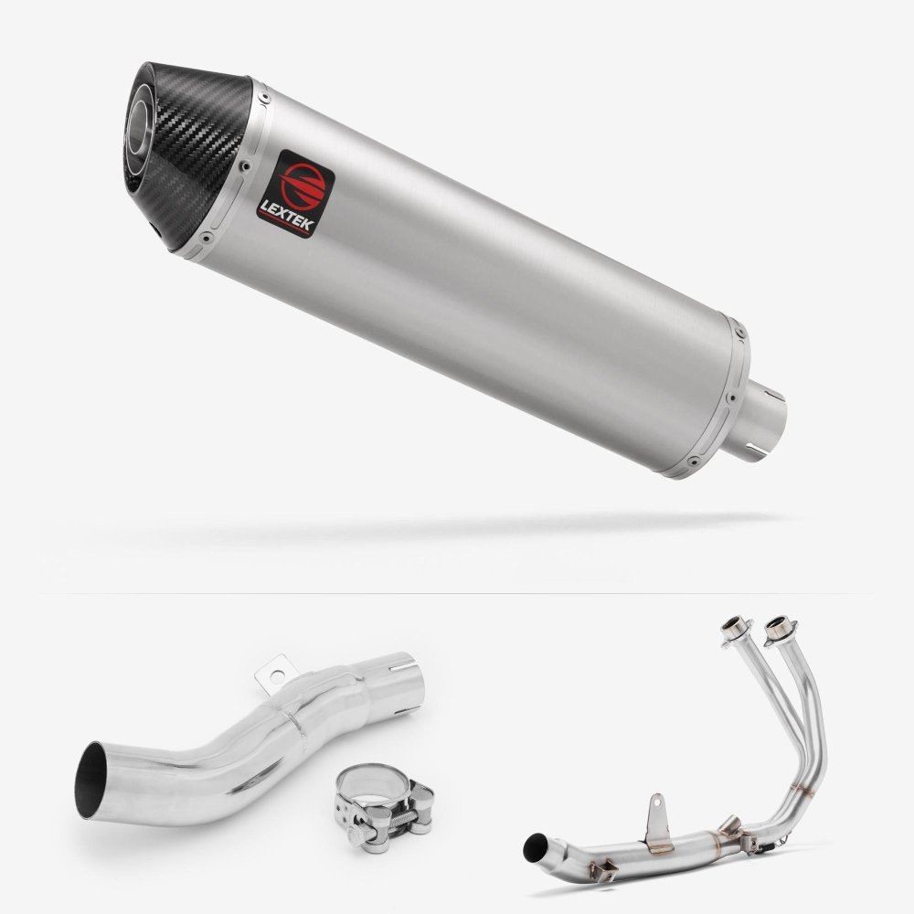 Lextek RP1 Gloss S/Steel Oval Exhaust System 400mm for Honda CB500X (17-19)