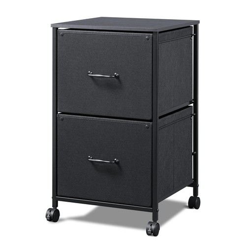2 Drawer Mobile File Cabinet, Rolling Printer Stand, Fabric Vertical Filing C...