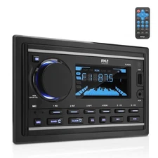 Bluetooth Marine Stereo Receiver 300 Watt Double DIN Radio with LCD Display R...