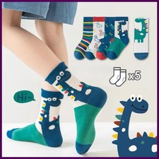 5 Pairs Autumn Winter New Style Children's Socks Mid-high Long Dinosaur Cartoon