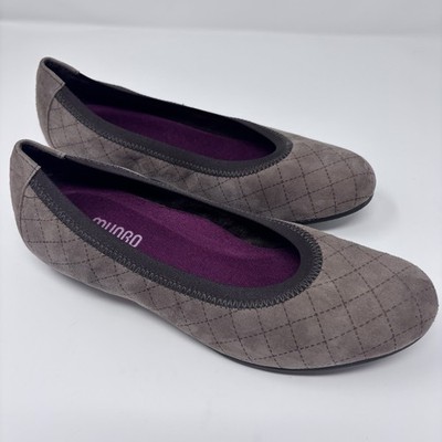 Munro Vicki 2277 Brown Taupe Quilted Suede Hidden Wedge Ballet Flats 8 M