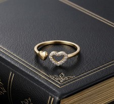 9ct 9K Yellow Gold plated Heart Thumb Finger Toe Minimal Sizeable Fits All Ring