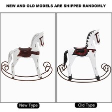 Handmade Wooden Rocking Horse Carved Painted Kids Toy Gift Table Decoration