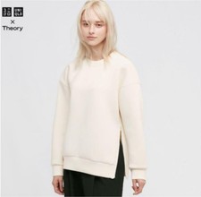 UNIQLO×theory Ultra Stretch Dry Sweat Pullover White Relaxed Fit