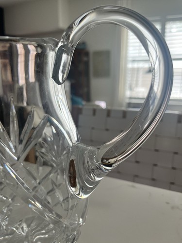VINTAGE DEEP CUT CRYSTAL PITCHER - 8” Tall / Juice/ Water- Beautiful - Afbeelding 4 van 5
