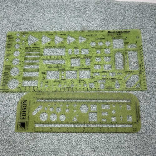 Templates 2 Pieces Vintage Edison International Company & Berol RapiDesign R-22