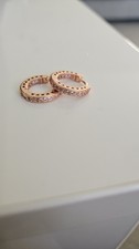 Genuine Pandora Pave Heart Hoop Earrings 14k Rose Gold Plated