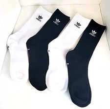Adidas  Cushioned Athletic Crew Socks 4 Pairs 2 Black  3 White - Men's Sz 5-7
