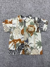 Vintage Milton FunWear Animal Print Shirt Button Down Kids 3X 4T Zebra Lion