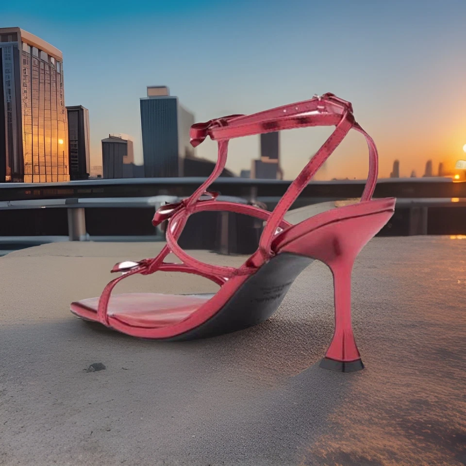 Abound Ramona Bow Women’s Size 8 Flared Heel Sandal. Red Metallic. New in Box. - Image 4 of 4