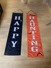 Halloween Happy Haunting Banner 2pc Set 18" x 72" ea Indoor/Porch Hanging Decor