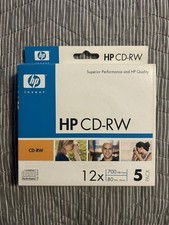 5-PK HP CD-RW ReWritable 12X Blank Disc in Case High Speed Compact Disc NEW
